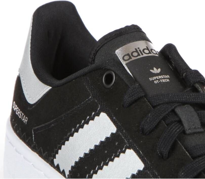 Adidas Zwart Zilver Lage Sneaker met Helder Strepen