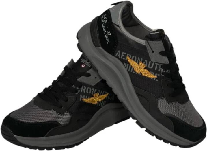 aeronautica militare Lage Sneakers Black Heren