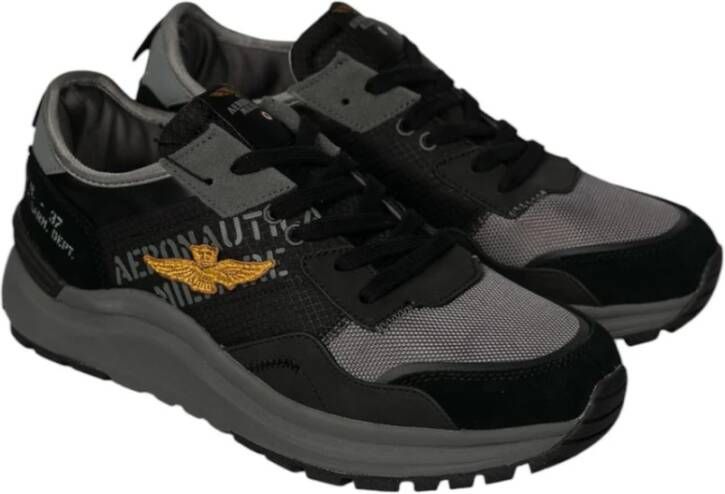 aeronautica militare Lage Sneakers Black Heren