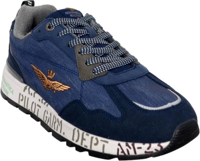 aeronautica militare Lichtblauwe hardloopsneakers voor heren Blauw Heren