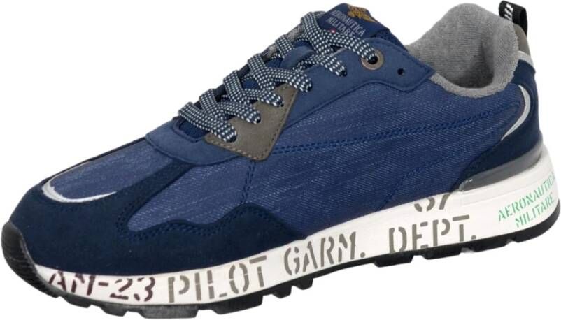 aeronautica militare Lichtblauwe hardloopsneakers voor heren Blauw Heren