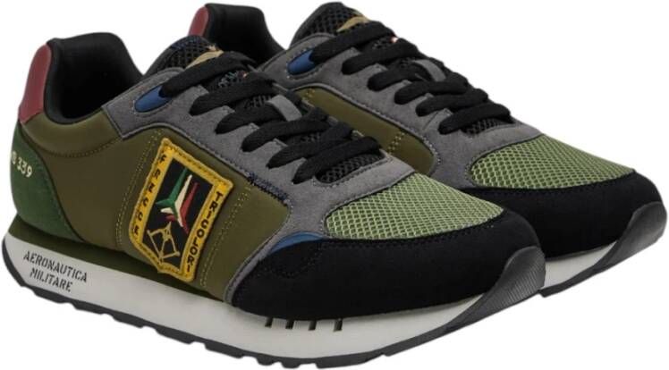aeronautica militare Unieke Sneakers in Donkergroen Rood Lichtgroen Green Heren