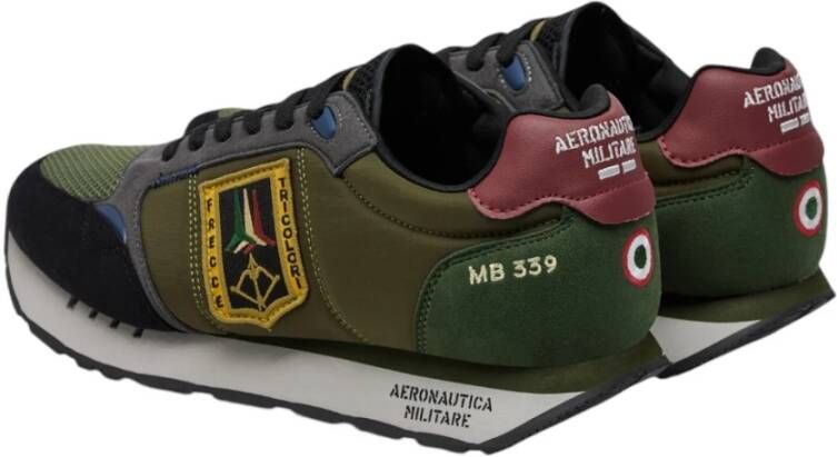 aeronautica militare Unieke Sneakers in Donkergroen Rood Lichtgroen Green Heren
