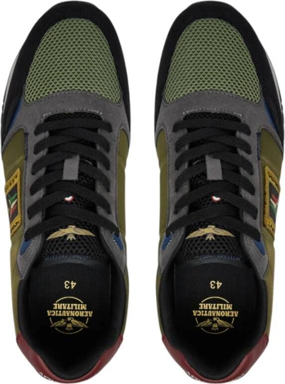 aeronautica militare Unieke Sneakers in Donkergroen Rood Lichtgroen Green Heren