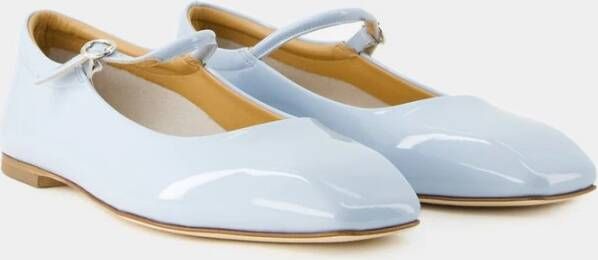 aeyde Blauwe Leren Ballerina met Enkelbandje Blue Dames