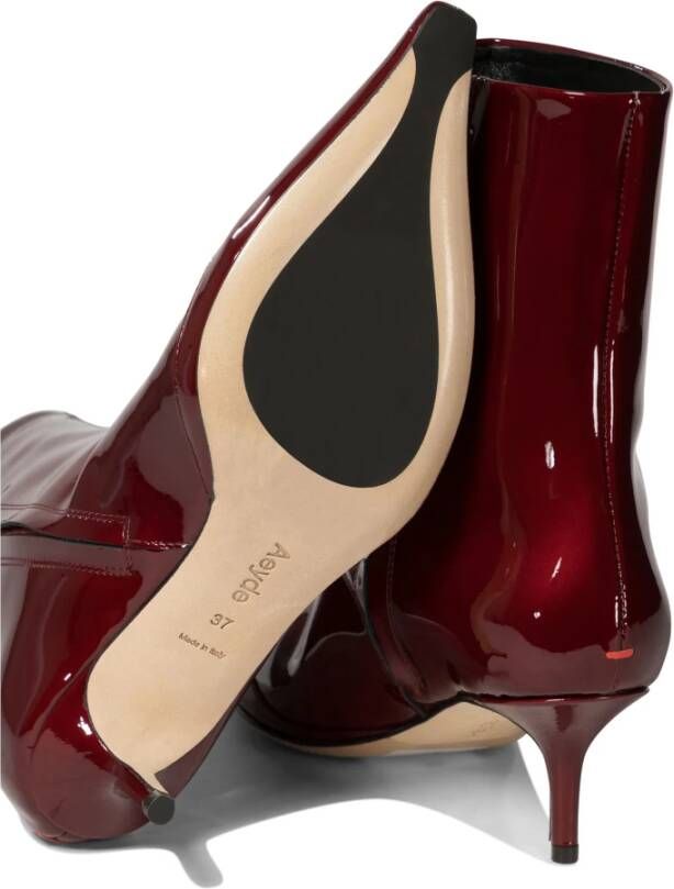 aeyde Bordeaux Enkellaarsjes Lakleer Stiletto