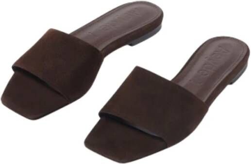 aeyde Bruin Leren Vierkante Neus Sandalen