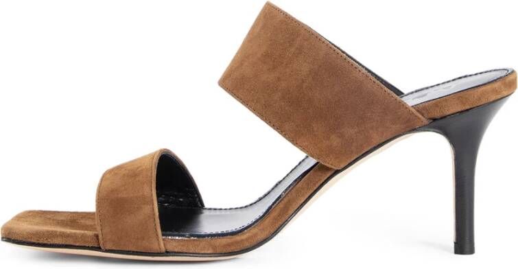 aeyde Bruin Suède Stiletto Hak Sandalen
