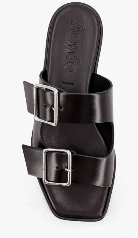 aeyde Bruine Leren Sandalen Vierkante Neus