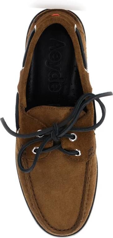 aeyde Bruine Platte Schoenen Suède Leer