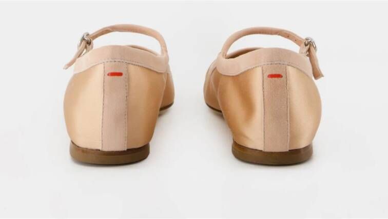 aeyde Gouden Satijnen Ballerina met Top Tie Strap