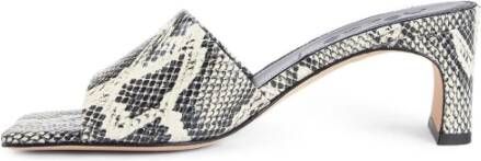 aeyde Slangenprint Leren Hakken Creme