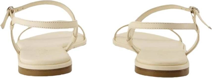 aeyde Witte Leren Platte Sandalen Enkel Gesp