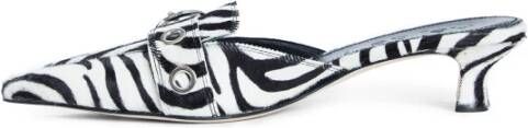 aeyde Zebra Ponyhair Puntige Neus Kitten Hakken
