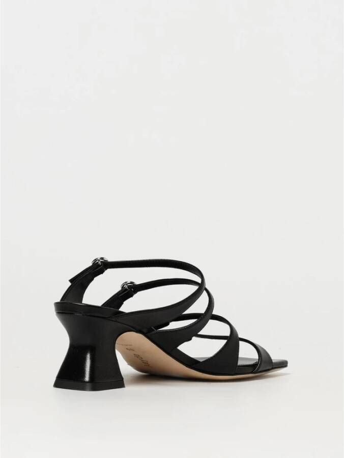 aeyde Zwarte Leren Blokhak Sandalen