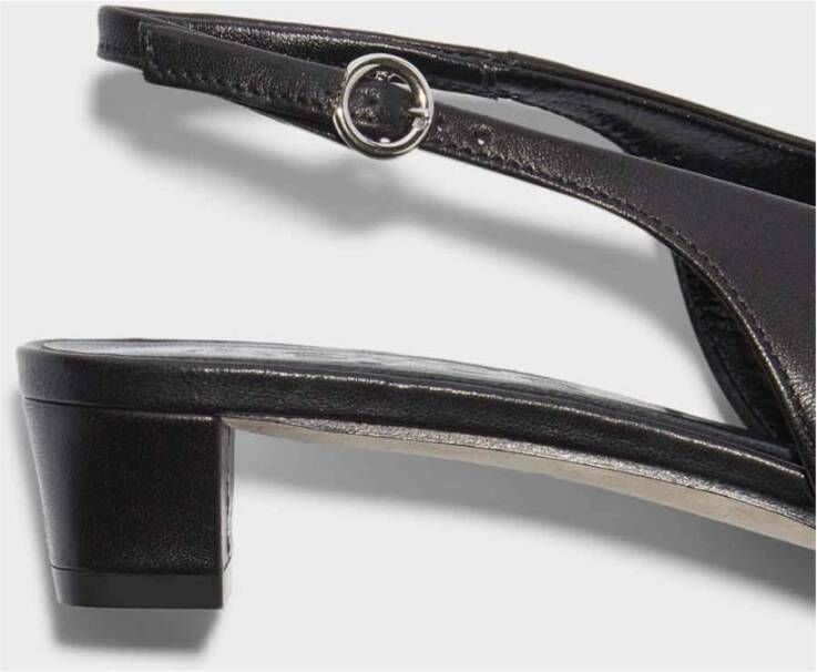 aeyde Zwarte leren slingback pump met metalen gesp