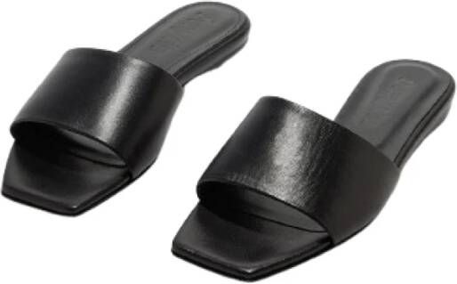 aeyde Zwarte Leren Vierkante Neus Sandalen