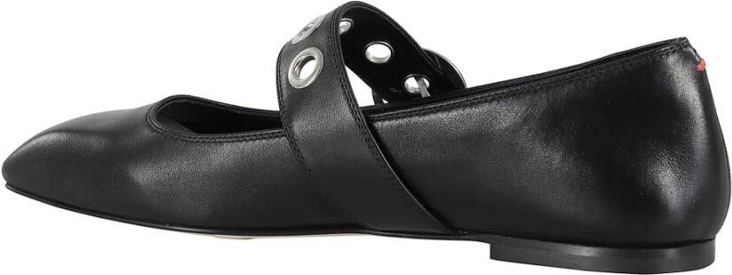 aeyde Zwarte Nappa Leren Eyelet Ballerina