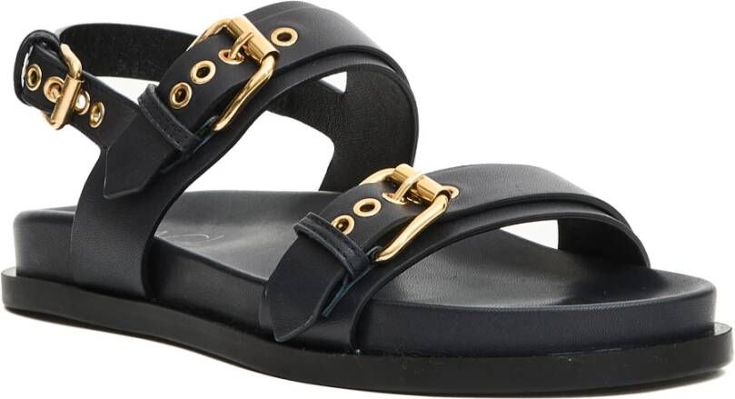 AGL Blauwe Dubbele Band Sleehak Sandalen