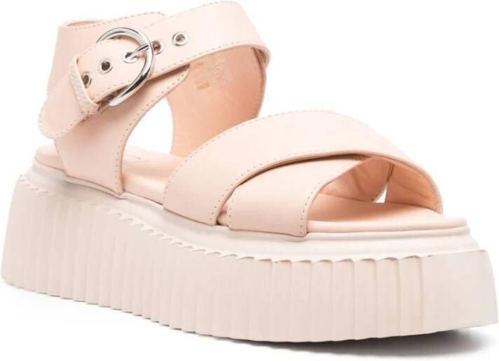 AGL Beige Sleehak Sandalen Beige Dames