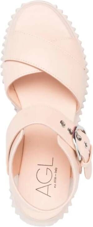 AGL Beige Sleehak Sandalen Beige Dames