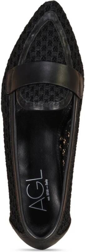 AGL Italiaanse Leren Loafers met Unieke Details Black Dames