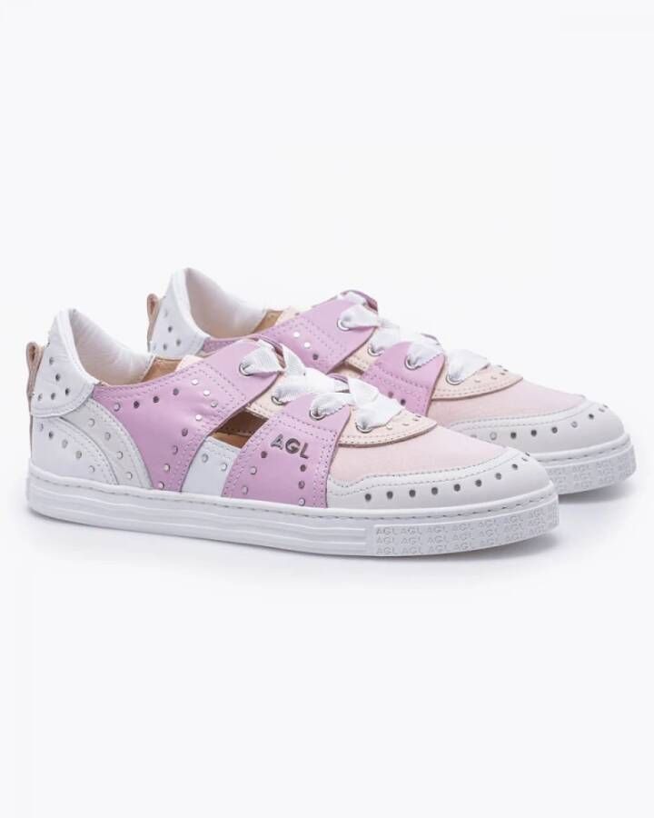 AGL Nappa and nylon leather sneakers with panels Wit Dames