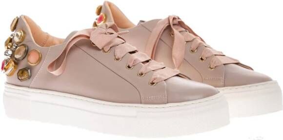 AGL Nappa lederen tennis met platform Beige Dames