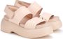 AGL Beige Puffy Platte Sandalen Beige Dames - Thumbnail 4