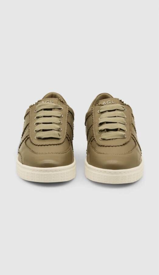 AGL Leda Sneaker Logo Gegraveerd Leer Beige Dames