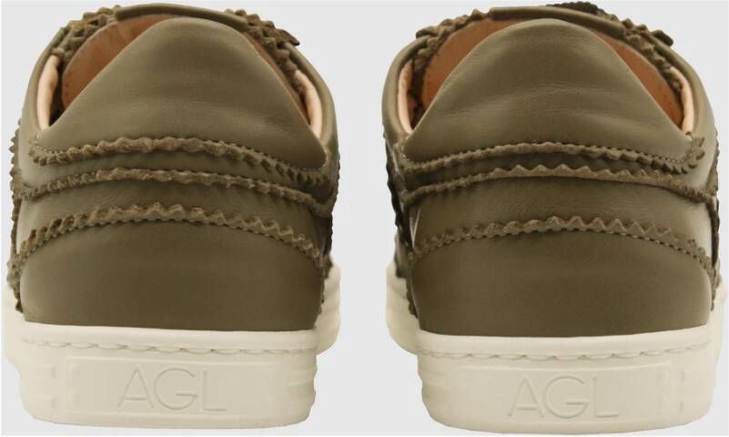 AGL Leda Sneaker Logo Gegraveerd Leer Beige Dames