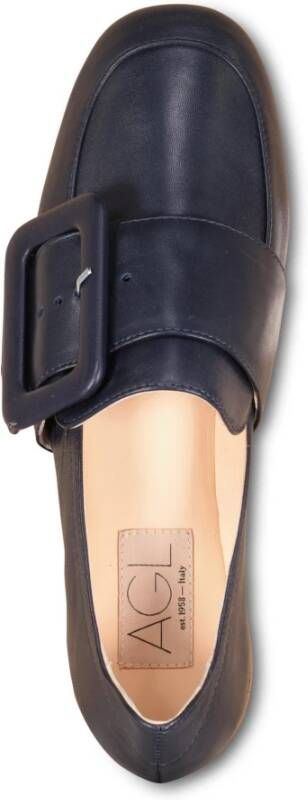 AGL Stijlvolle leren loafers met gesp Black Dames