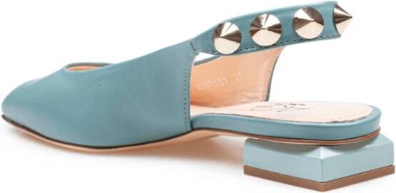 AGL Studded Leren Slingback Ballerina in Matcha