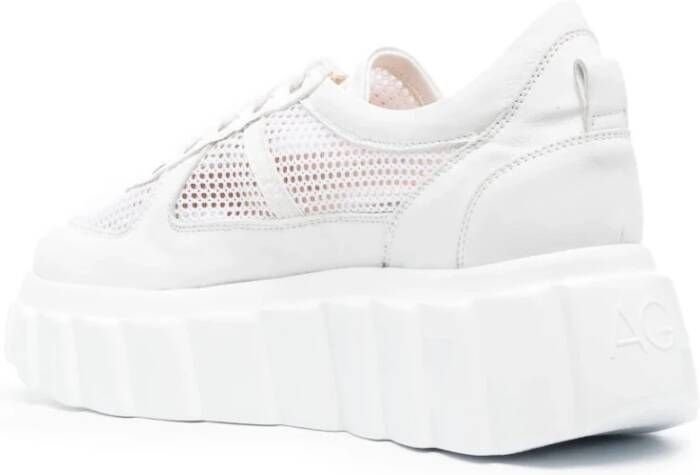 AGL Witte Mesh Sleehak Sneakers White Dames