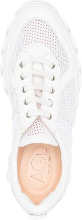 AGL Witte Mesh Sleehak Sneakers White Dames