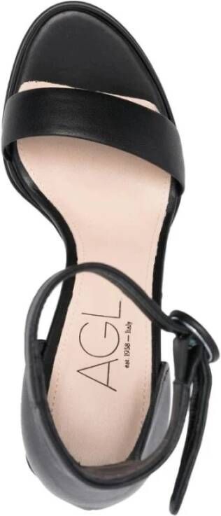 AGL Zwarte platte enkelsandalen voor vrouwen