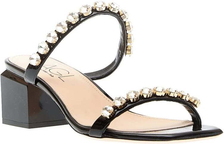 AGL Zwarte Strass Ciabatta Black Dames