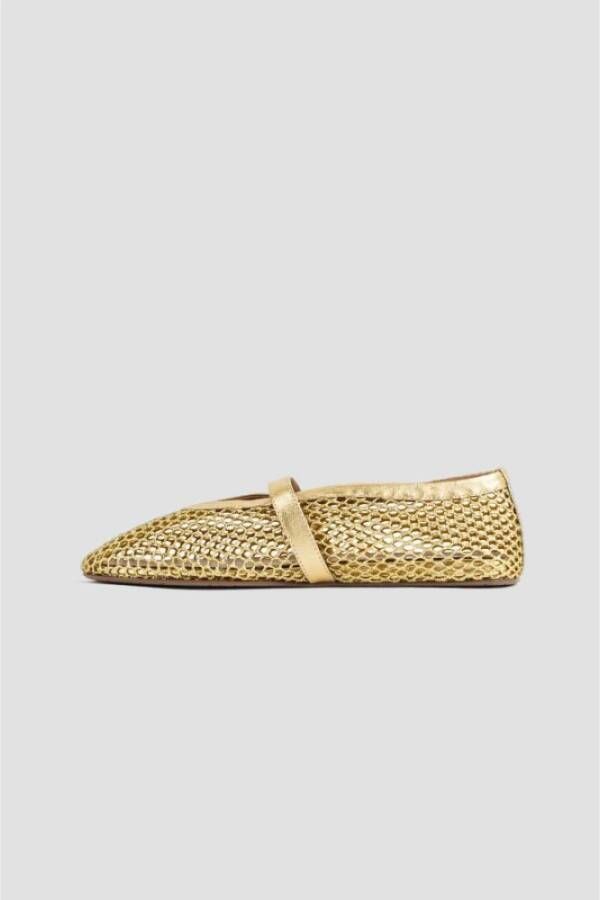 Alaïa Gouden Metallic Leren Ballerina met Visnet Yellow Dames