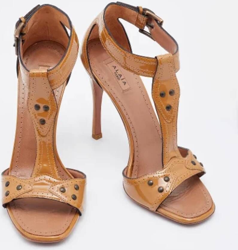 Alaïa Pre-owned Leather sandals Brown Dames