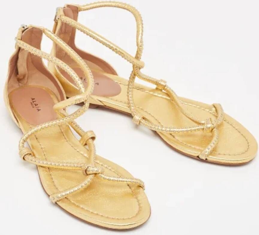 Alaïa Pre-owned Leather sandals Yellow Dames