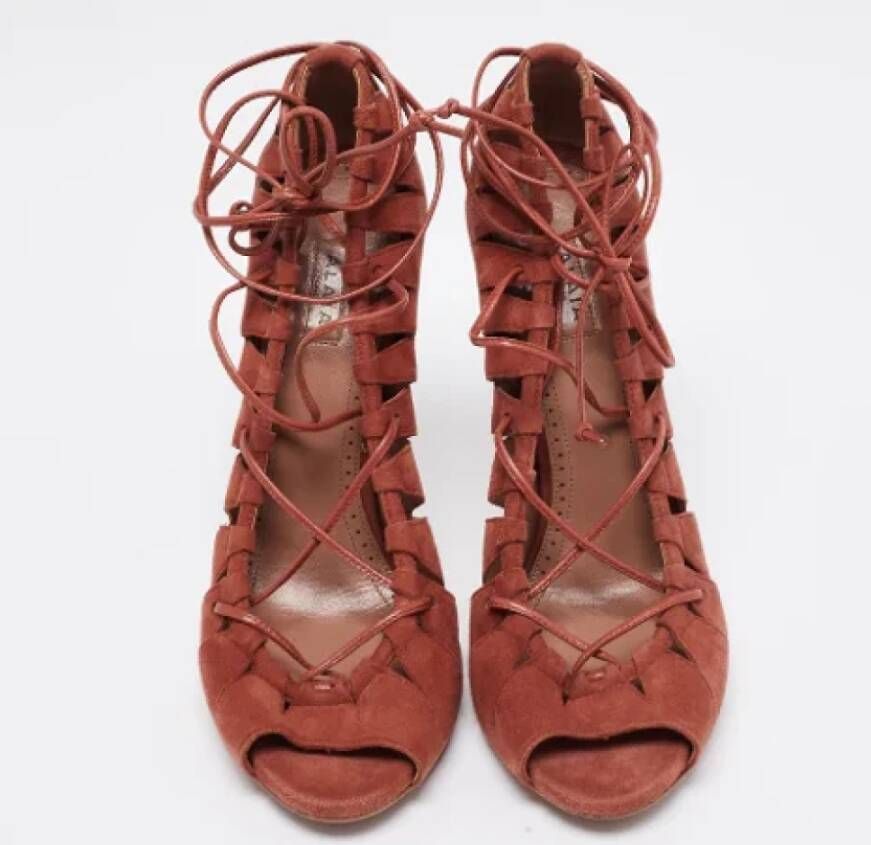 Alaïa Pre-owned Suede sandals Brown Dames