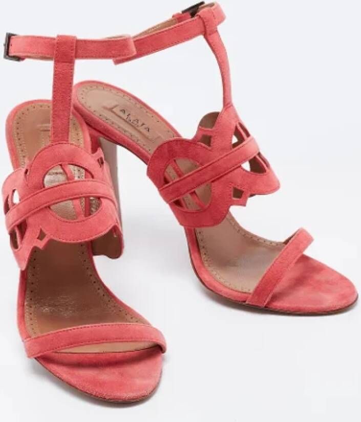 Alaïa Pre-owned Suede sandals Pink Dames