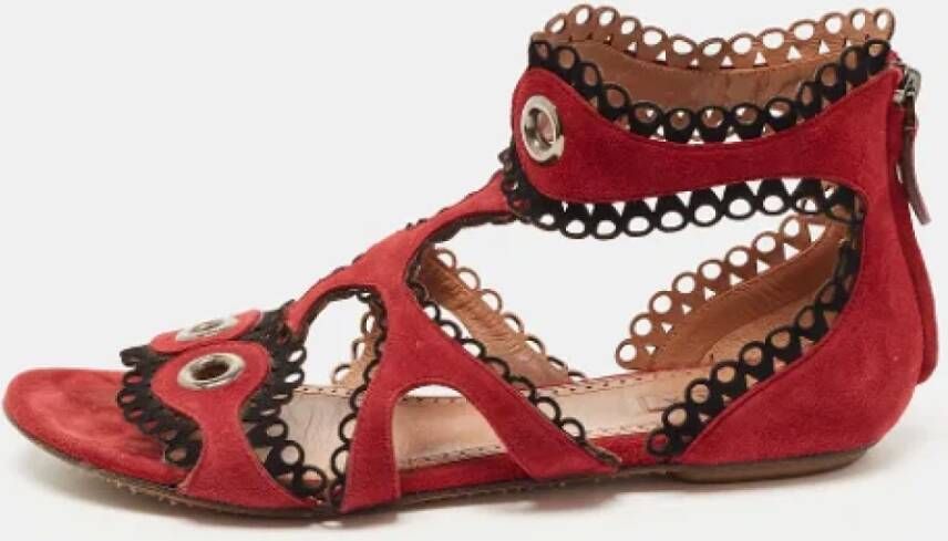 Alaïa Pre-owned Suede sandals Red Dames