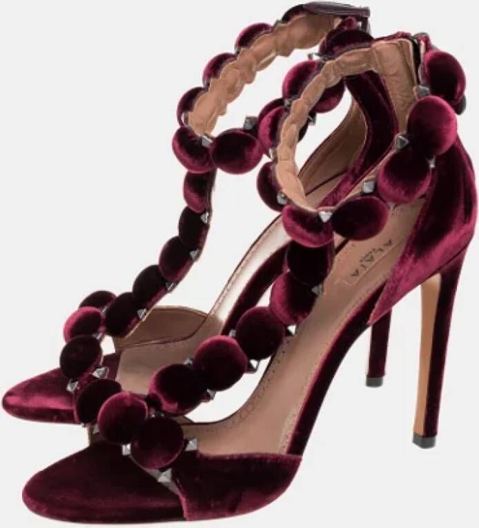 Alaïa Pre-owned Velvet sandals Red Dames
