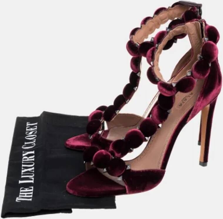 Alaïa Pre-owned Velvet sandals Red Dames
