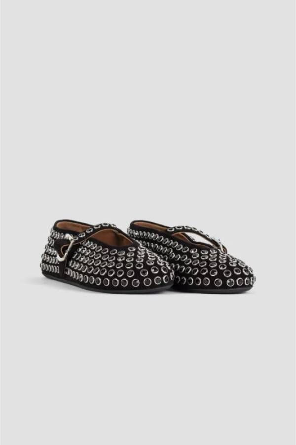Alaïa Zwarte Ballerina`s van Suède met Strasssteentjes Black Dames