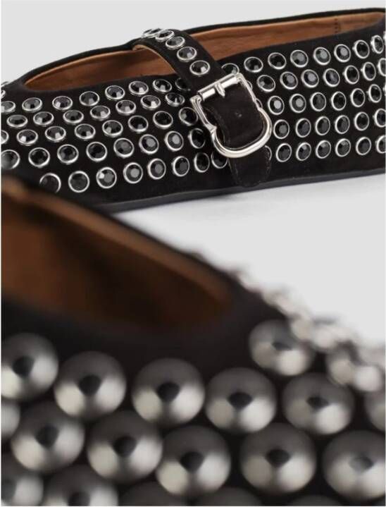 Alaïa Zwarte Ballerina`s van Suède met Strasssteentjes Black Dames