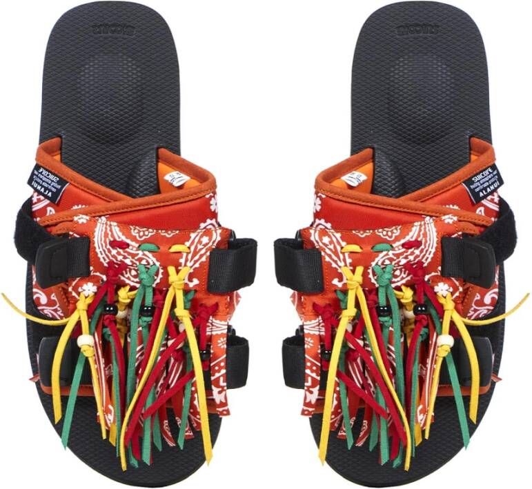 Alanui Gedrukte nylon moto -slippers Oranje Heren