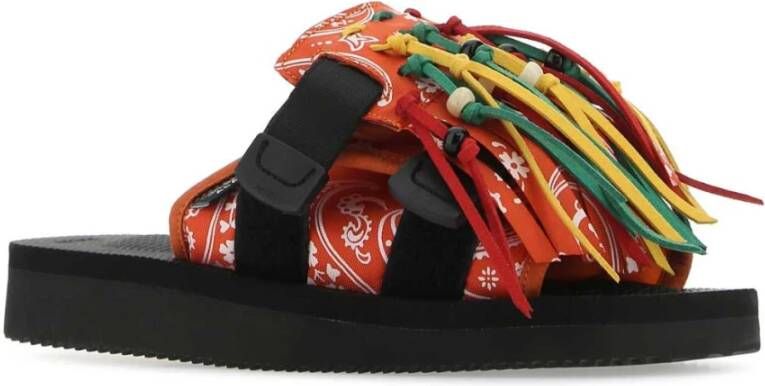 Alanui Gedrukte nylon moto -slippers Zwart Heren
