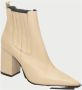 Albano Beige Leren Beatles Enkellaarzen Beige Dames - Thumbnail 2